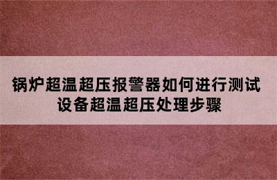 锅炉超温超压报警器如何进行测试 设备超温超压处理步骤